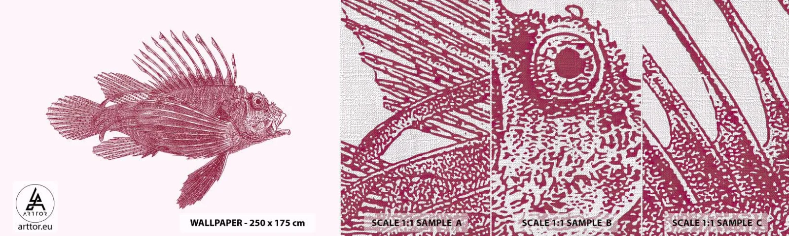 Échantillon de Papier Peint Premium Canvas - Un habitant des eaux exotiques - Poisson, Poisson-lion, Tropical - 100x30 cm