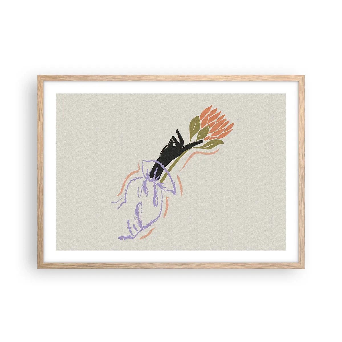 Affiche dans un chêne clair - Poster - Touche fraternelle - 70x50 cm