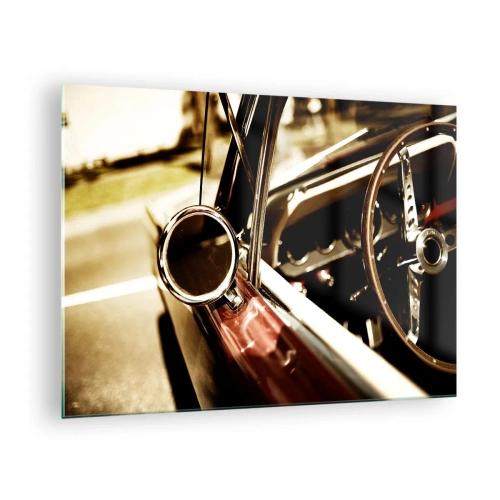 Impression sur verre - Image sur verre - Intérieur de voiture classique de style rétro - 70x50cm - Auto avec une âme - Décoration murale moderne pour le salon et la chambre ARTTOR