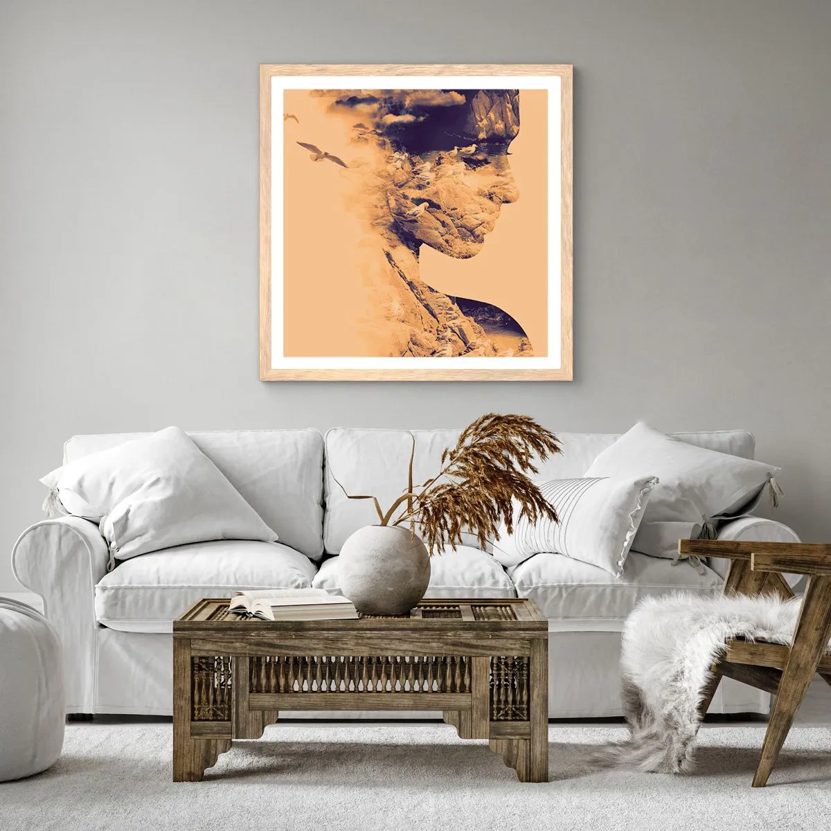 Affiche dans un chêne clair - Poster - Beauté de la nature - 60x60 cm