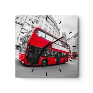 Horloge murale - Pendule murale - Londres traditionnellement - en bus - 40x40 cm