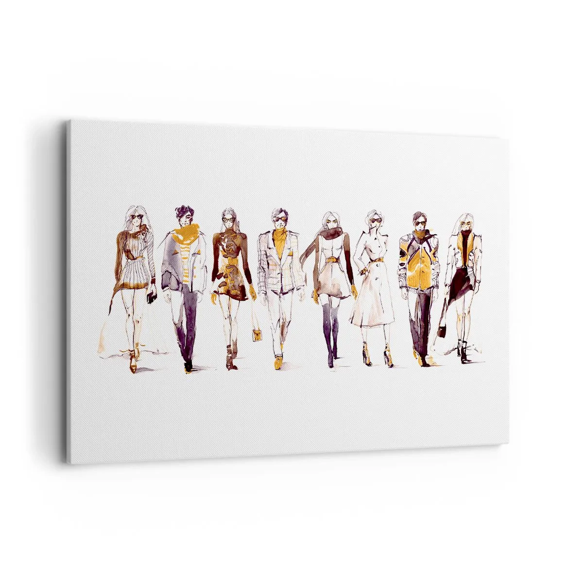 Impression sur toile - Image sur toile - Croquis d'un groupe de personnes en tenues de mode - 120x80cm - Chic décontracté, élégance décontractée - Décoration murale moderne pour le salon et la chambre ARTTOR