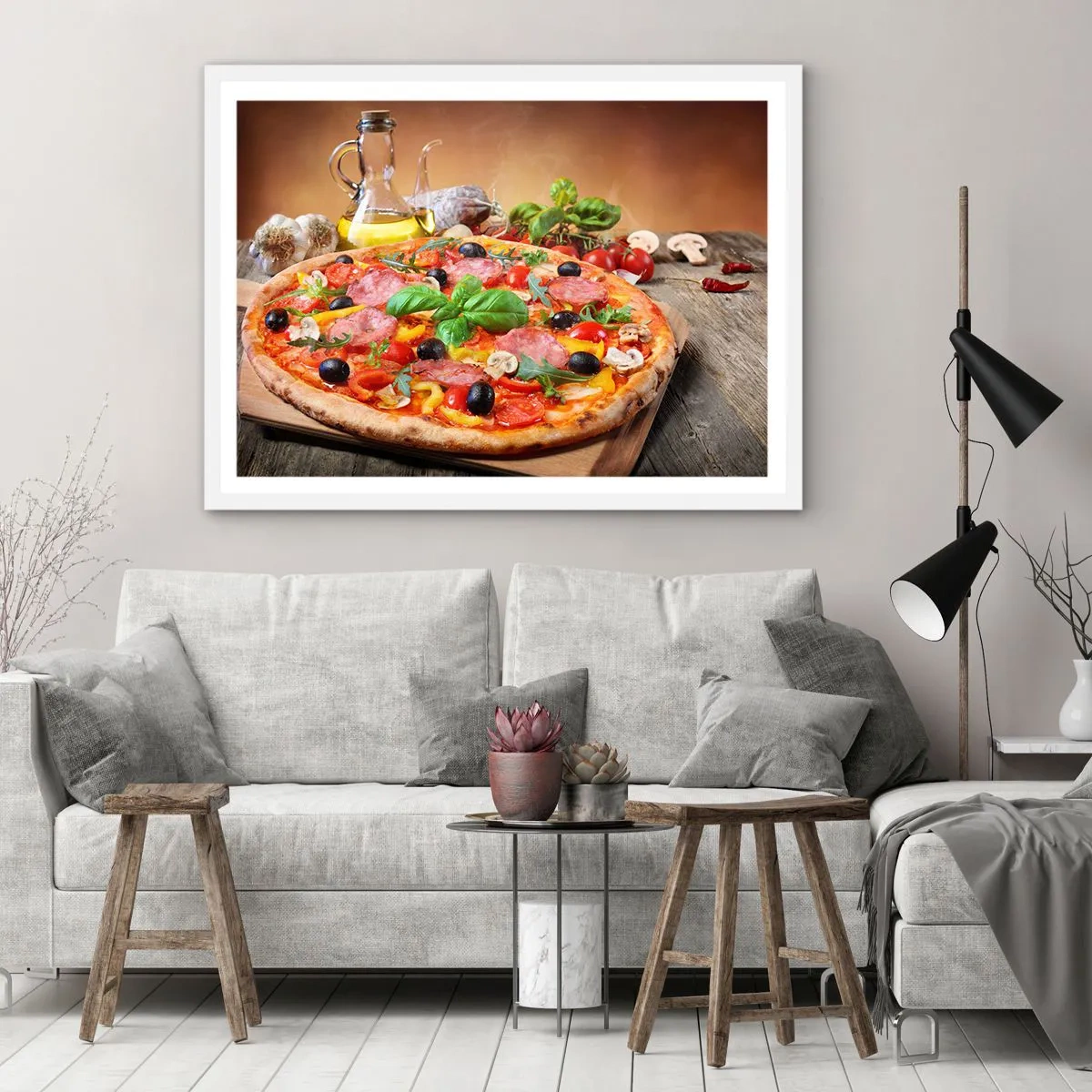 Affiche dans un cadre blanc - Poster - Avec une vraie saveur italienne - 100x70 cm