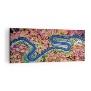 Impression sur toile - Image sur toile - Route sinueuse à travers la forêt - 100x40 cm