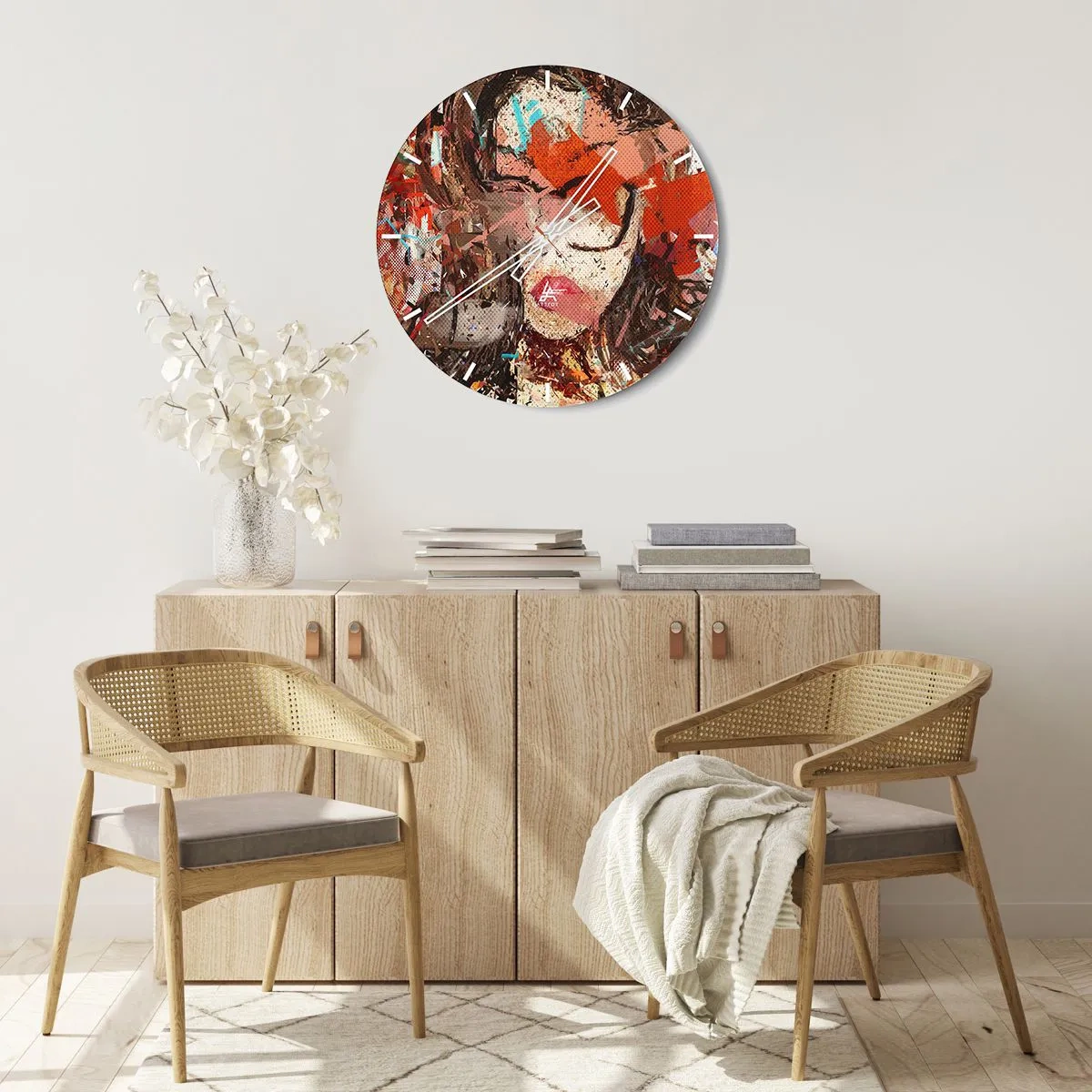 Horloge murale - Pendule murale - Portrait abstrait d'une femme aux couleurs intenses - 30x30cm - Personne ne sait ce que tu es vraiment - Décoration murale moderne pour le salon, la cuisine et la chambre ARTTOR