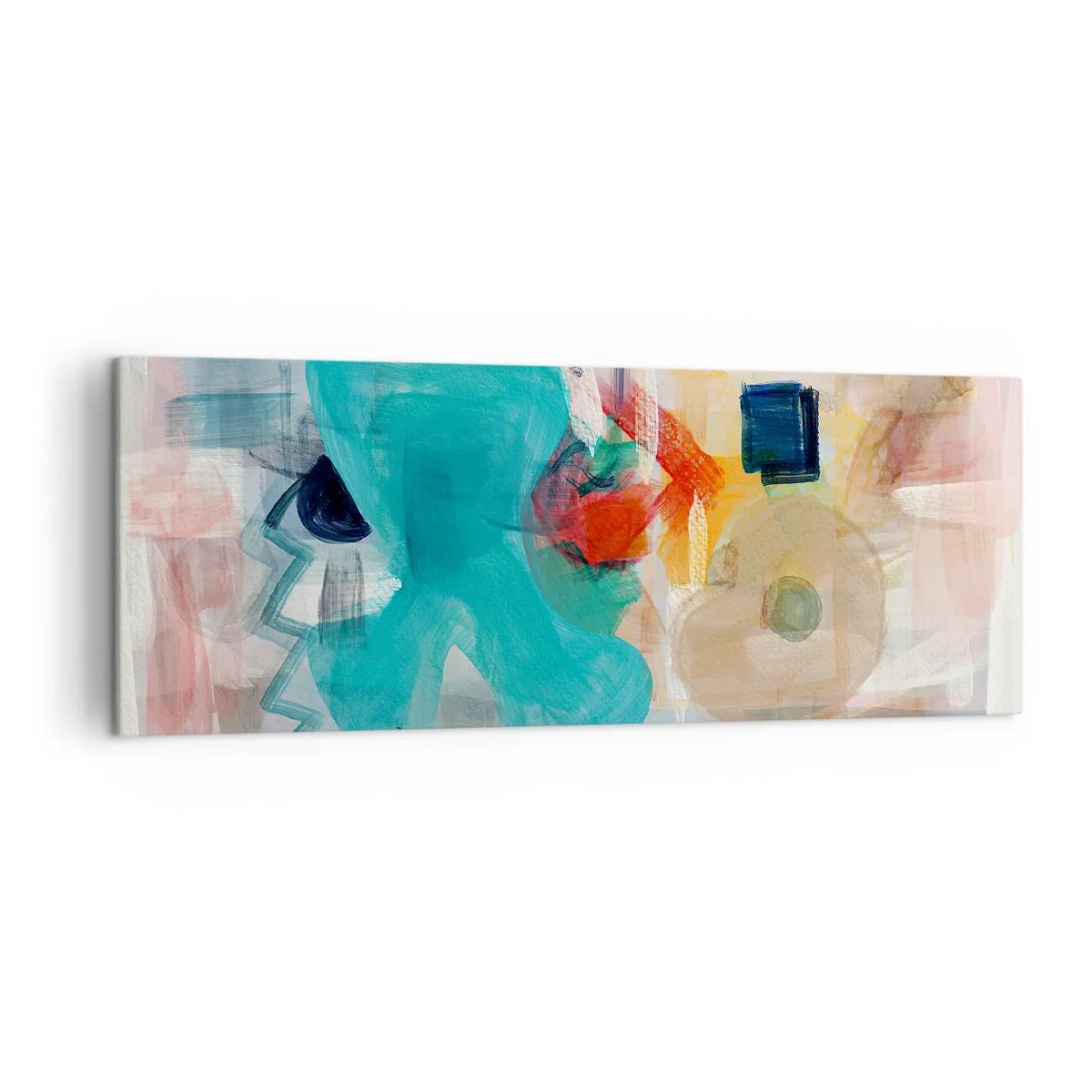 Impression sur toile - Image sur toile - Les formes et les couleurs abstraites créent une composition dynamique - 140x50cm - Jeu de couleurs - Décoration murale moderne pour le salon et la chambre ARTTOR