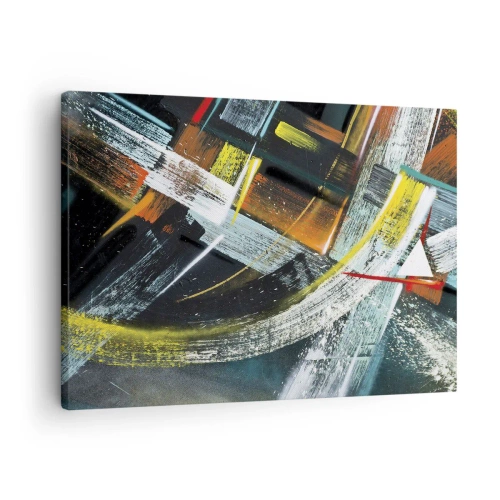 Impression sur toile - Image sur toile - Coups de pinceau abstraits et colorés - 70x50cm - L'énergie du mouvement - Décoration murale moderne pour le salon et la chambre ARTTOR