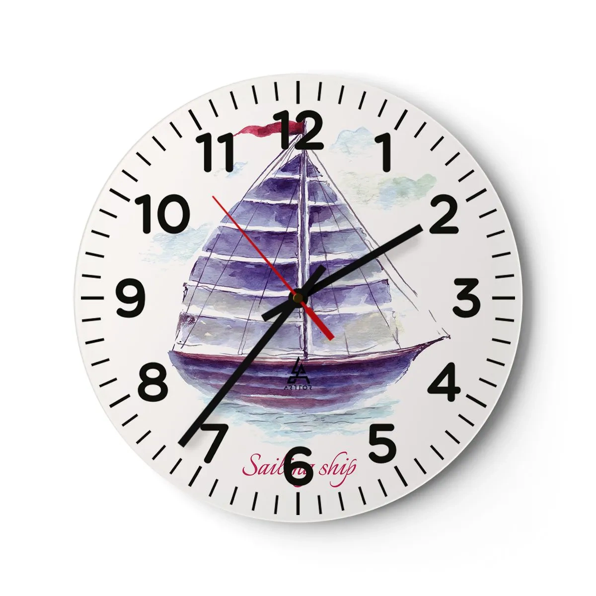 Horloge murale - Pendule murale - Plein de voiles et d’eau calme - 40x40 cm