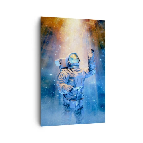 Impression sur toile - Image sur toile - Un astronaute à la lumière d'une explosion cosmique pleine d'étoiles - 80x120cm - Enfin arrivé - Décoration murale moderne pour le salon et la chambre ARTTOR