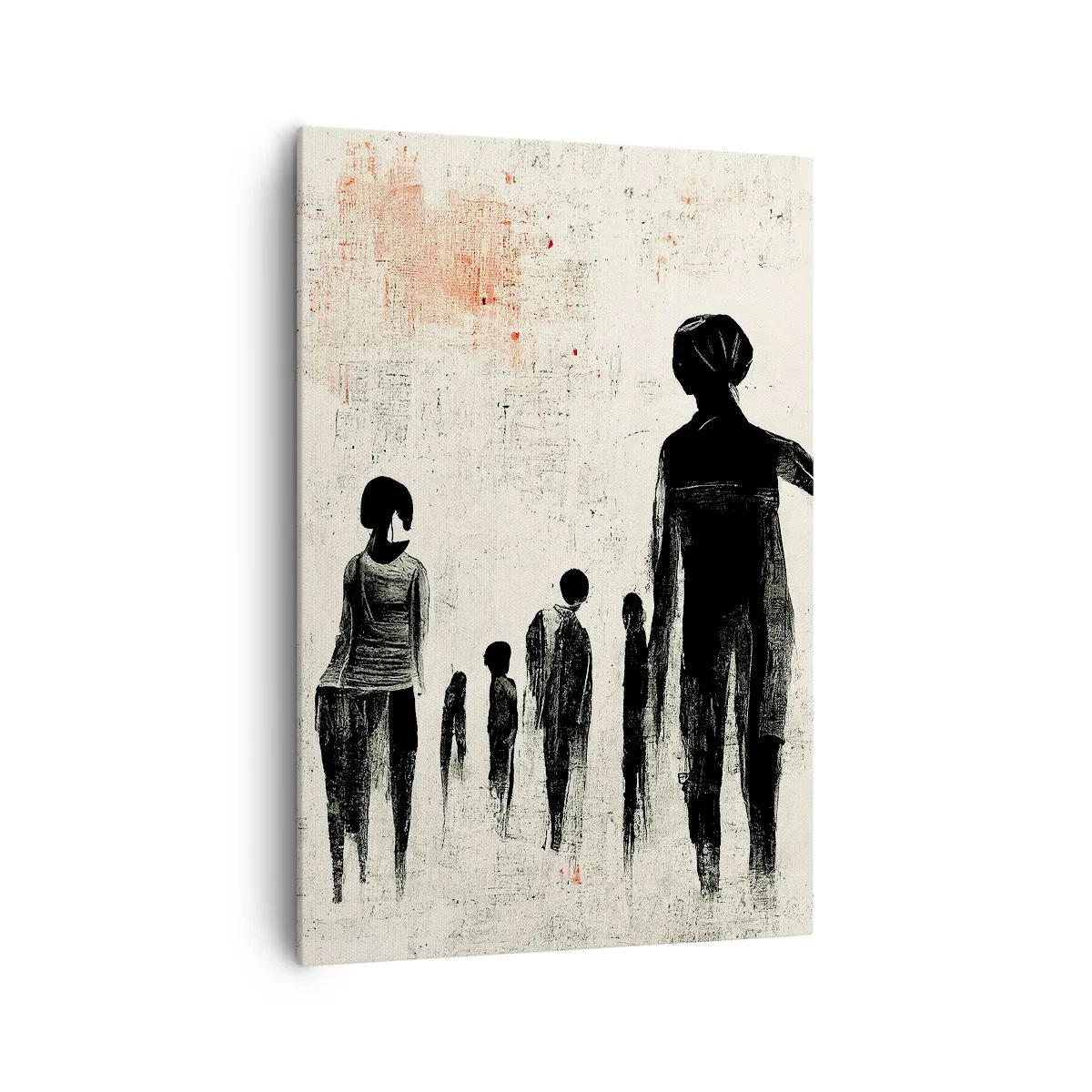 Impression sur toile - Image sur toile - Figures dans une composition monochrome sur fond clair - 70x100cm - Contre la solitude - Décoration murale moderne pour le salon et la chambre ARTTOR