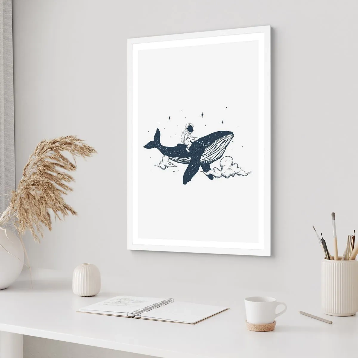 Affiche dans un cadre blanc - Poster - Aventure spatiale - 30x40 cm