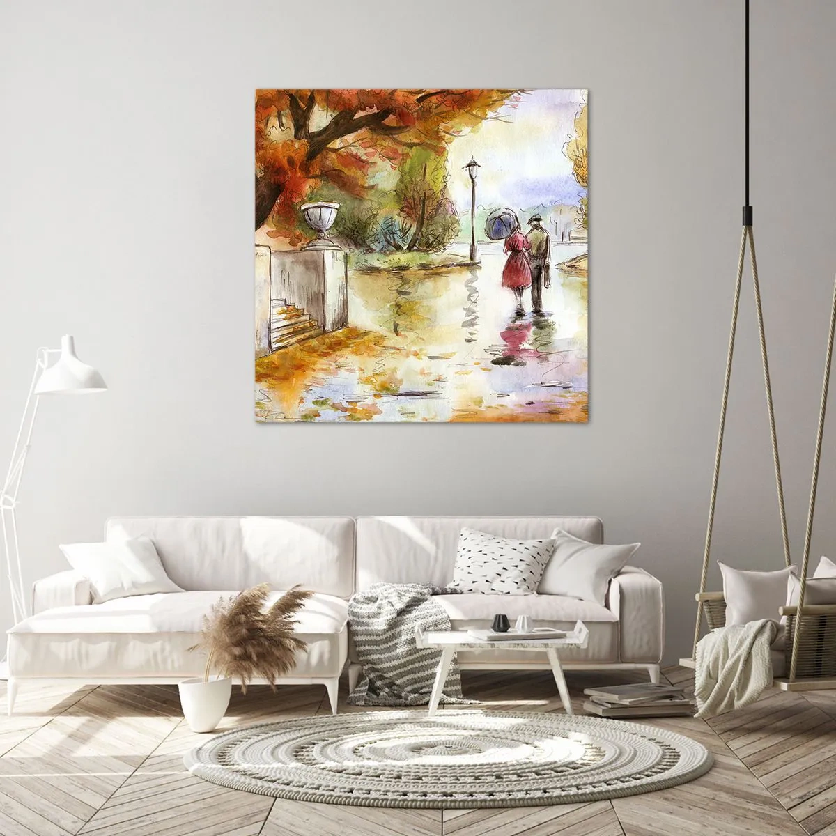 Impression sur toile - Image sur toile - Automne romantique dans le parc - 60x60 cm