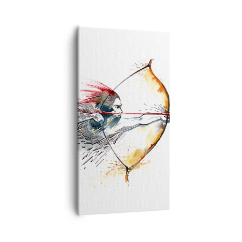Impression sur toile - Image sur toile - Guerrier mythique avec un arc de feu - 55x100 cm