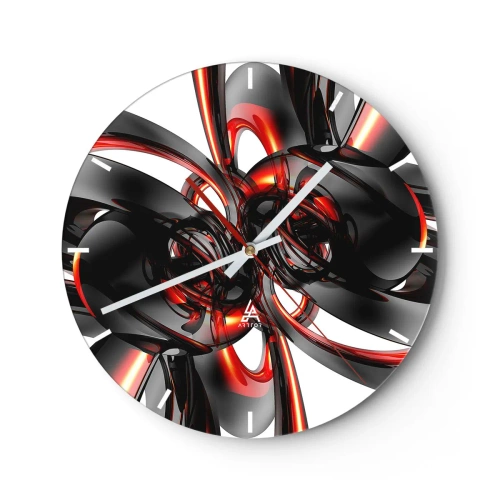 Horloge murale - Pendule murale - Mouvement de graphite et rouge - 40x40 cm