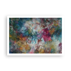 Affiche - Poster - Une abstraction colorée ressemblant à des fleurs en fleurs - 100x70cm - En pleine floraison - Décoration murale moderne pour le salon et la chambre ARTTOR