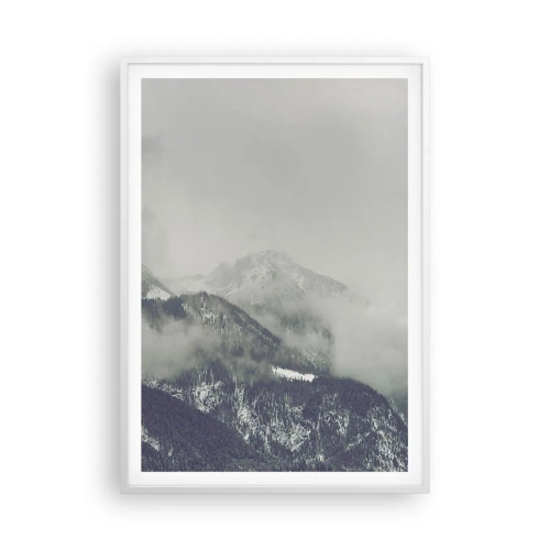 Affiche dans un cadre blanc - Poster - Vallée brumeuse - 70x100 cm