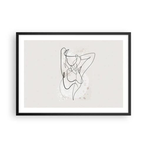 Affiche dans un cadre noir - Poster - Figure d'art linéaire abstraite sur fond clair - 70x50cm - L'art de la séduction - Décoration murale moderne pour le salon et la chambre ARTTOR