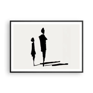 Affiche dans un cadre noir - Poster - Silhouettes de deux personnes en noir sur fond clair - 100x70cm - Êtes-vous sûr qu'ils sont ensemble ? - Décoration murale moderne pour le salon et la chambre ARTTOR