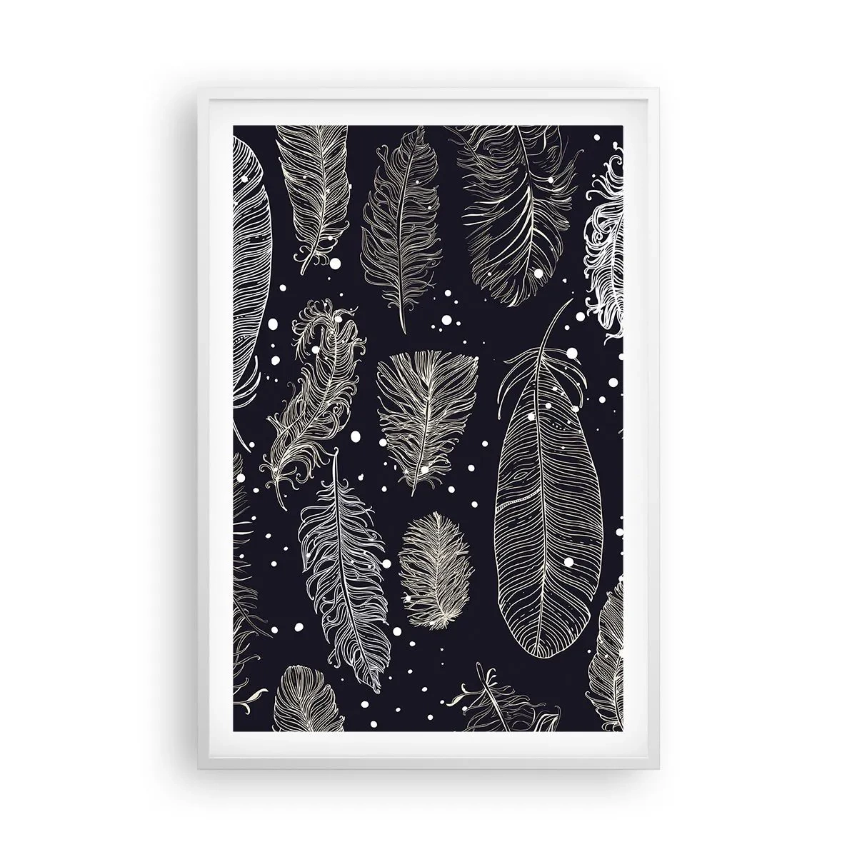 Affiche dans un cadre blanc - Poster - Toile de plumes - 61x91 cm