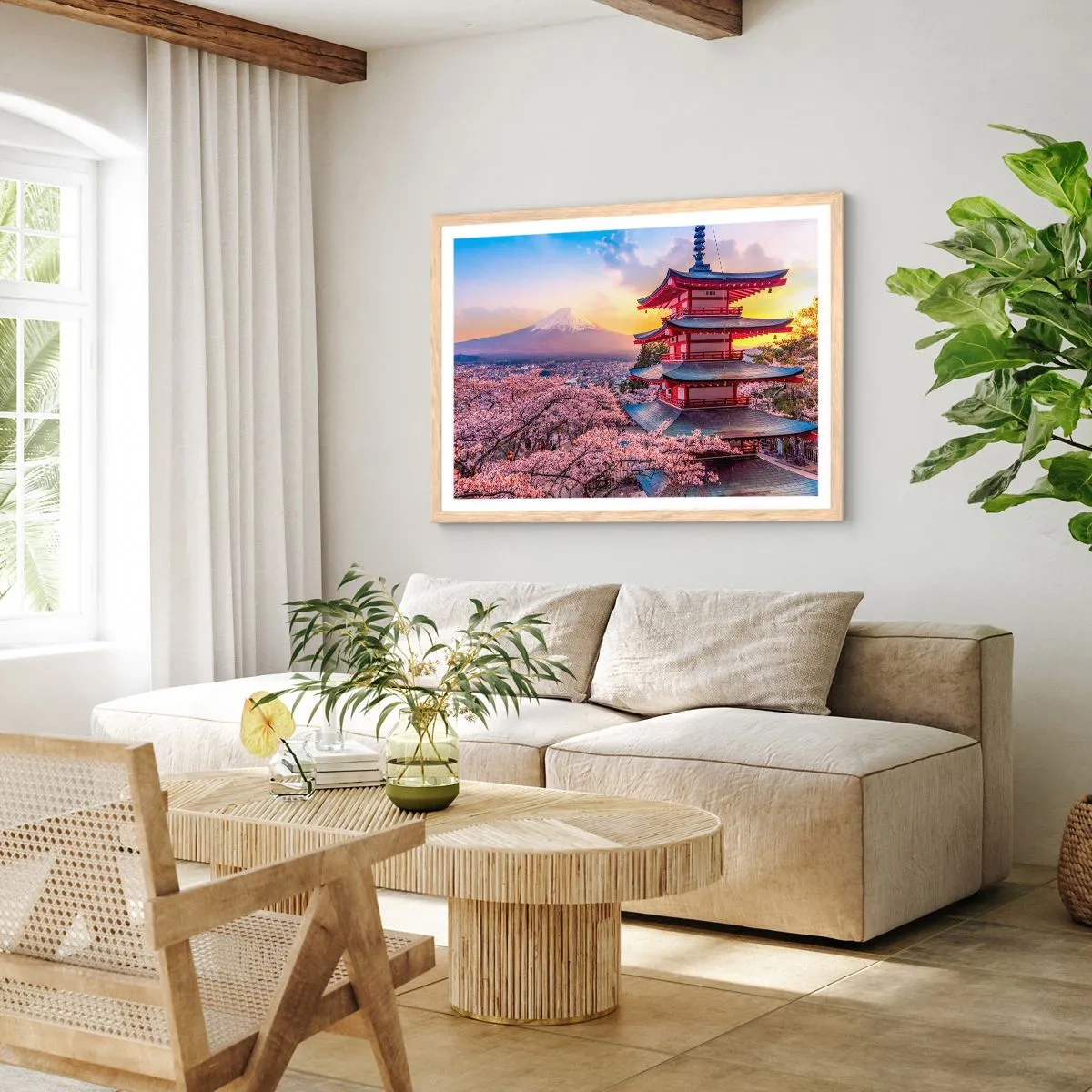 Affiche dans un chêne clair - Poster - Essence d'âme japonnaise - 91x61 cm