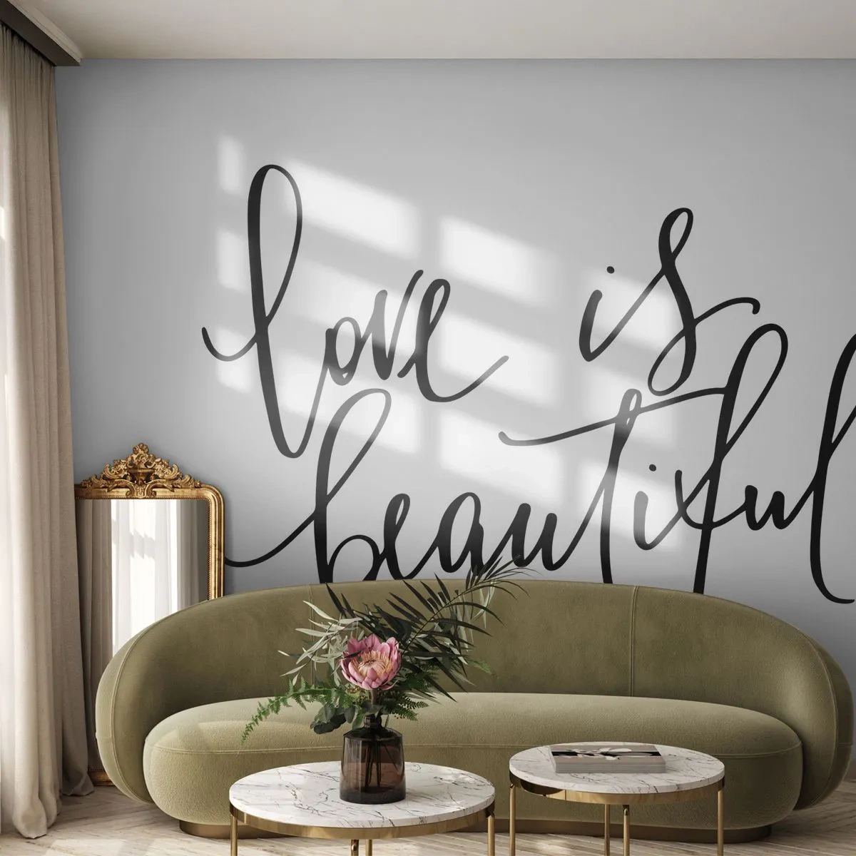Papier Peint Photo Premium Sand - Lire et répéter - Typographie, Affirmation, Maxime - 200x140 cm