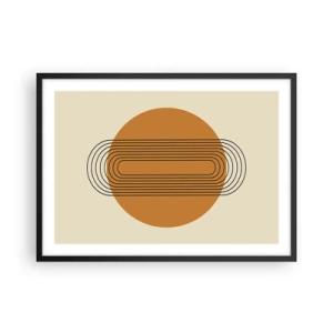 Affiche dans un cadre noir - Poster - Motif géométrique avec des cercles et des lignes orange - 70x50cm - Plan idéal - Décoration murale moderne pour le salon et la chambre ARTTOR