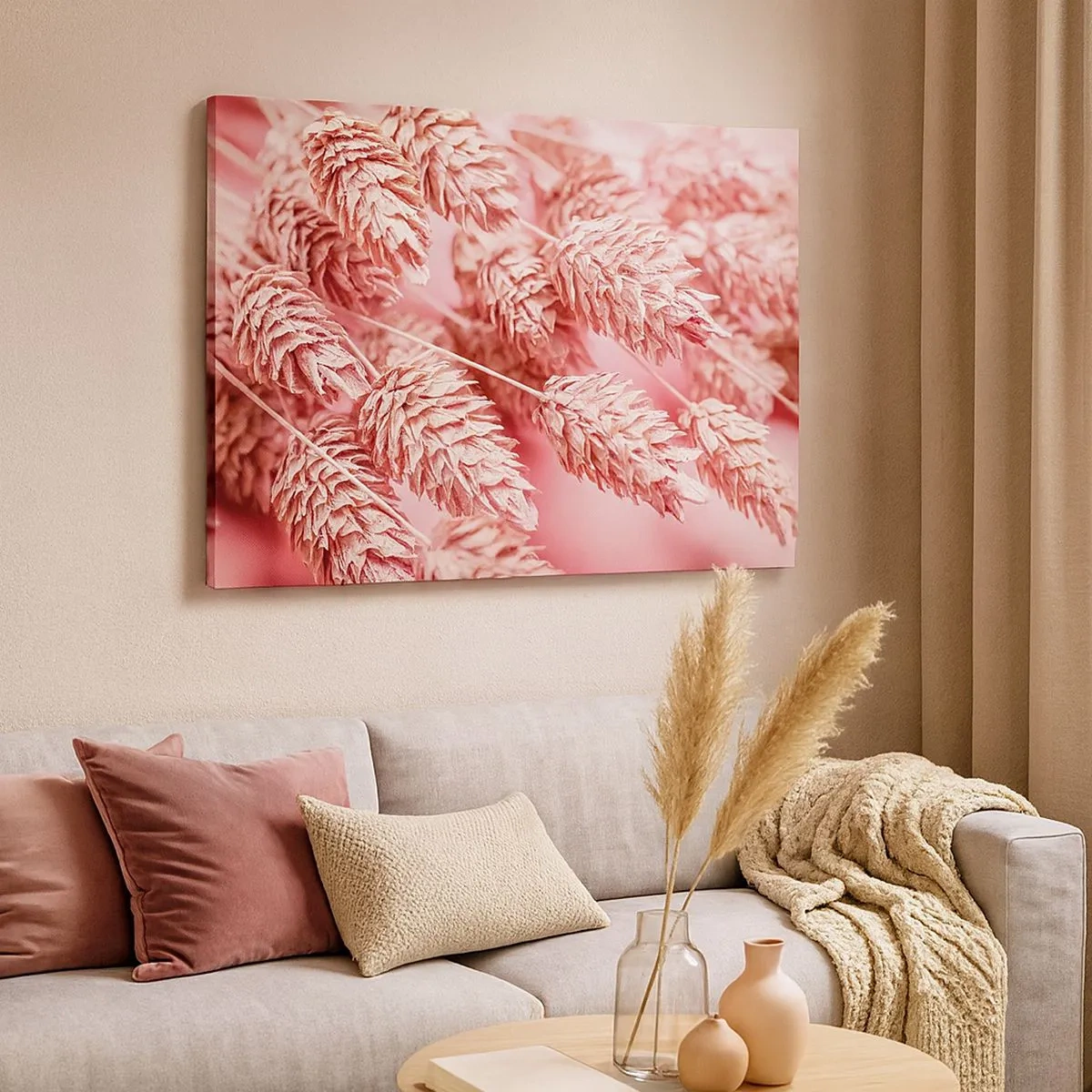 Impression sur toile - Image sur toile - Gros plan des oreilles teintées de rose - 70x50cm - Une cascade florale en rose - Décoration murale moderne pour le salon et la chambre ARTTOR