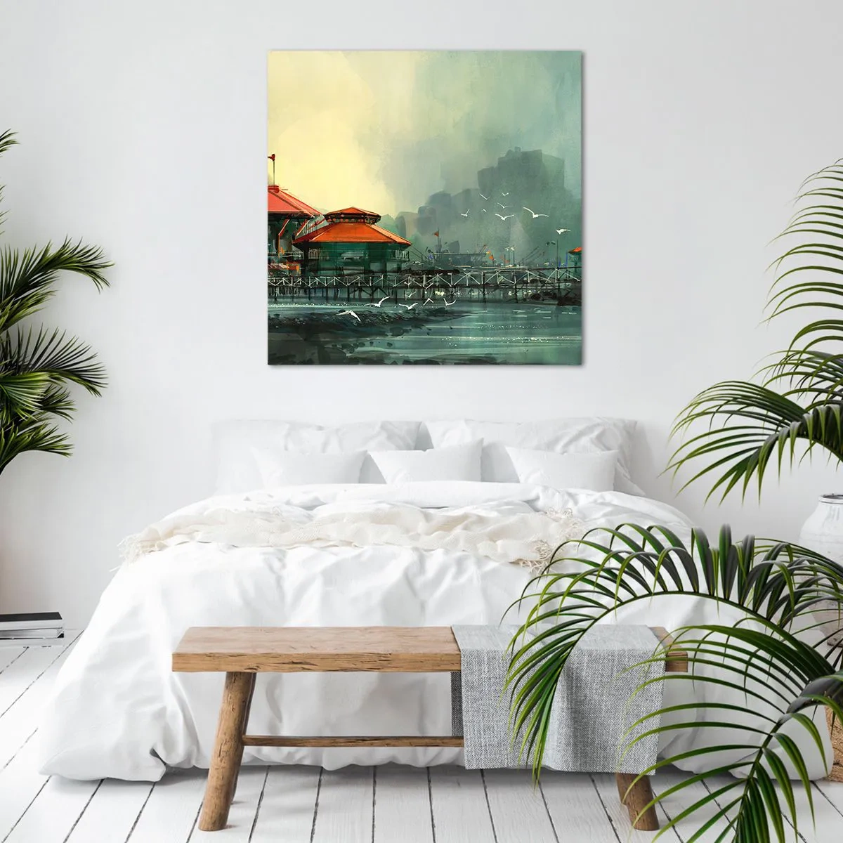 Impression sur toile - Image sur toile - Une journée ensoleillée au port - 50x50 cm