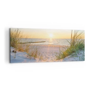 Impression sur toile - Image sur toile - Le bruit de la mer, le chant des oiseaux, une plage sauvage parmi les herbes… - 100x40 cm