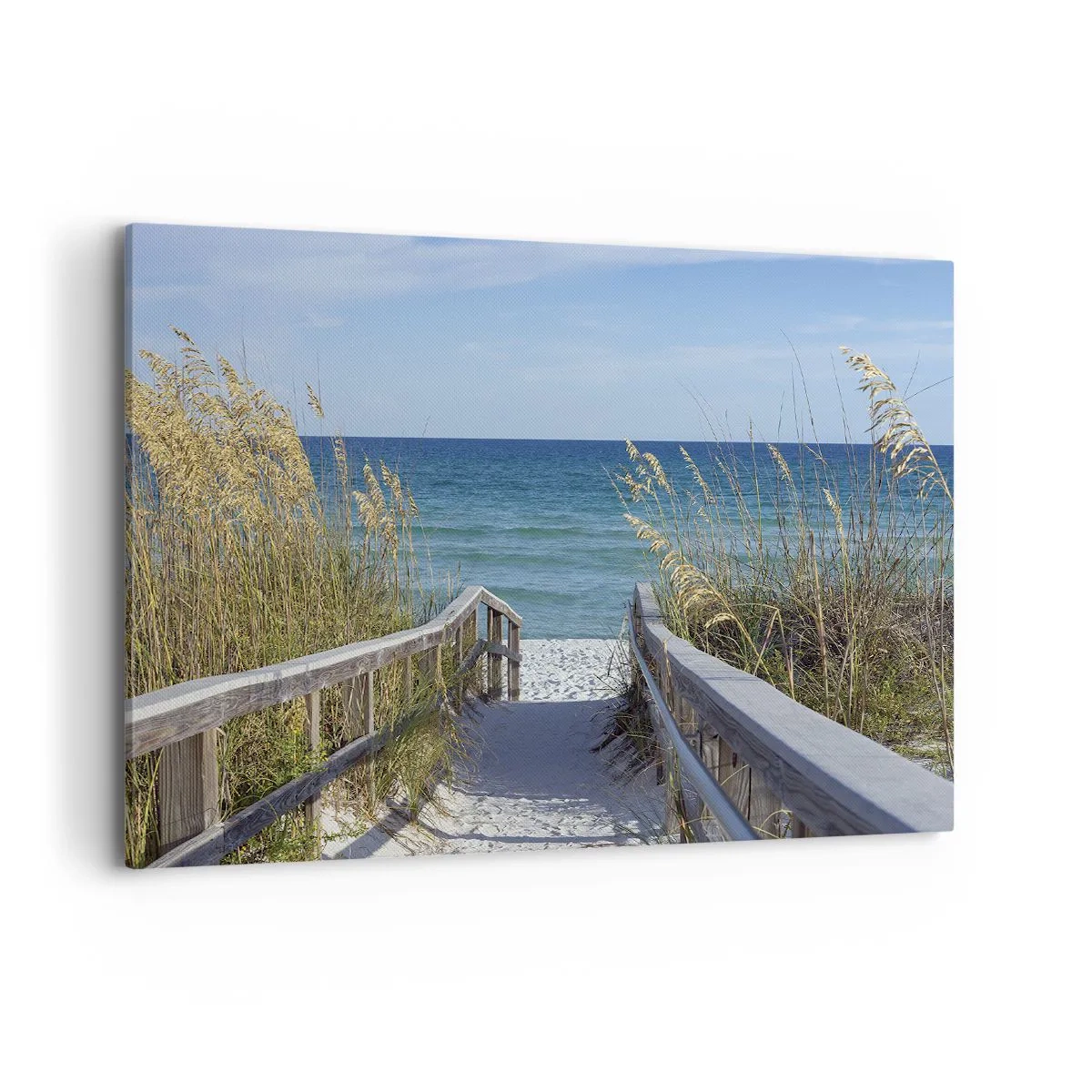 Impression sur toile - Image sur toile - Chemin vers la plage avec vue sur la mer - 100x70cm - Au soleil, sous le vent - Décoration murale moderne pour le salon et la chambre ARTTOR