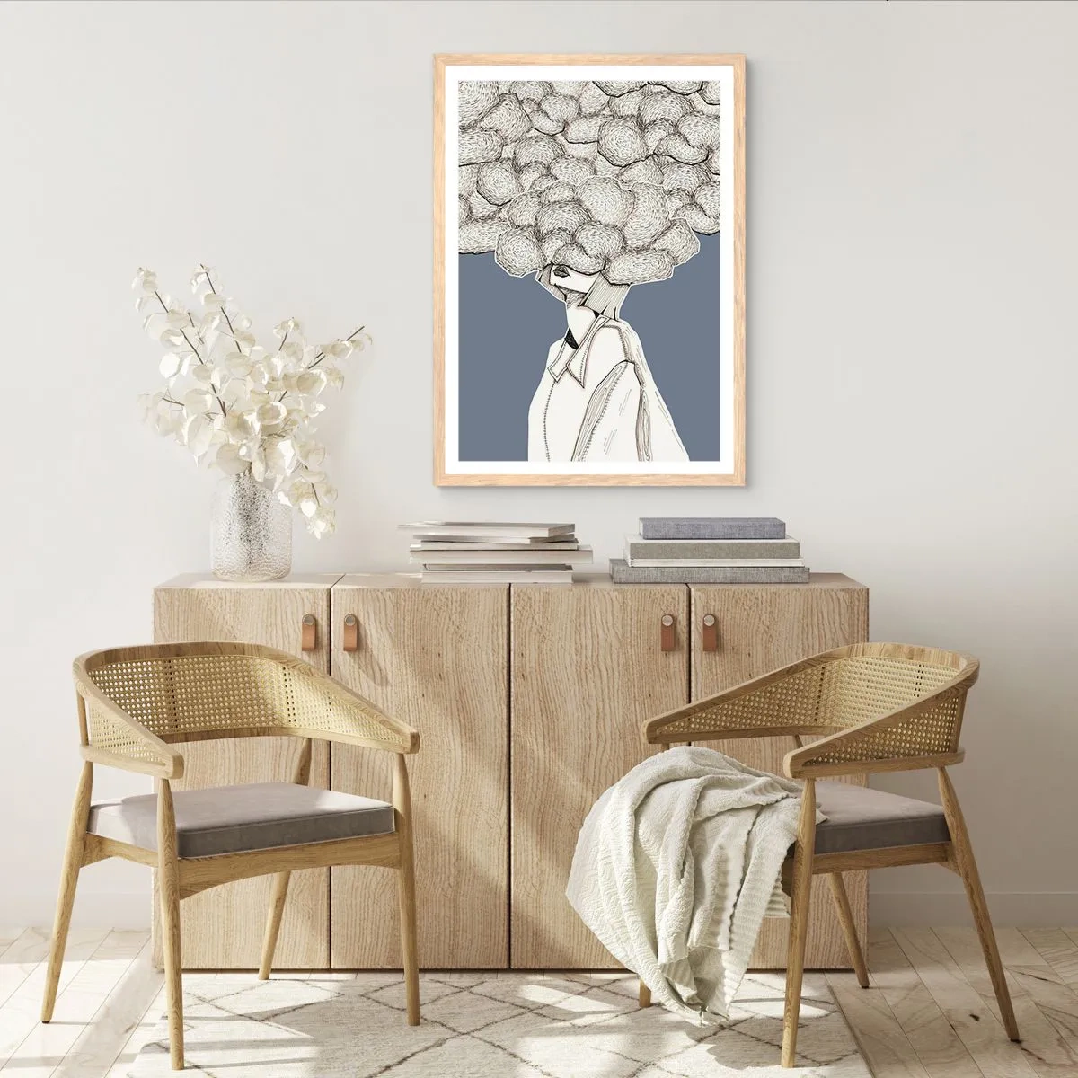 Affiche dans un chêne clair - Poster - La tête dans les nuages - 30x40 cm