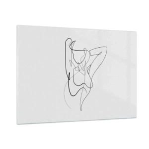 Impression sur verre - Image sur verre - Une silhouette féminine dessinée avec une seule ligne sur un fond blanc - 100x70cm - Vraiment, tu es comme ça... - Décoration murale moderne pour le salon et la chambre ARTTOR