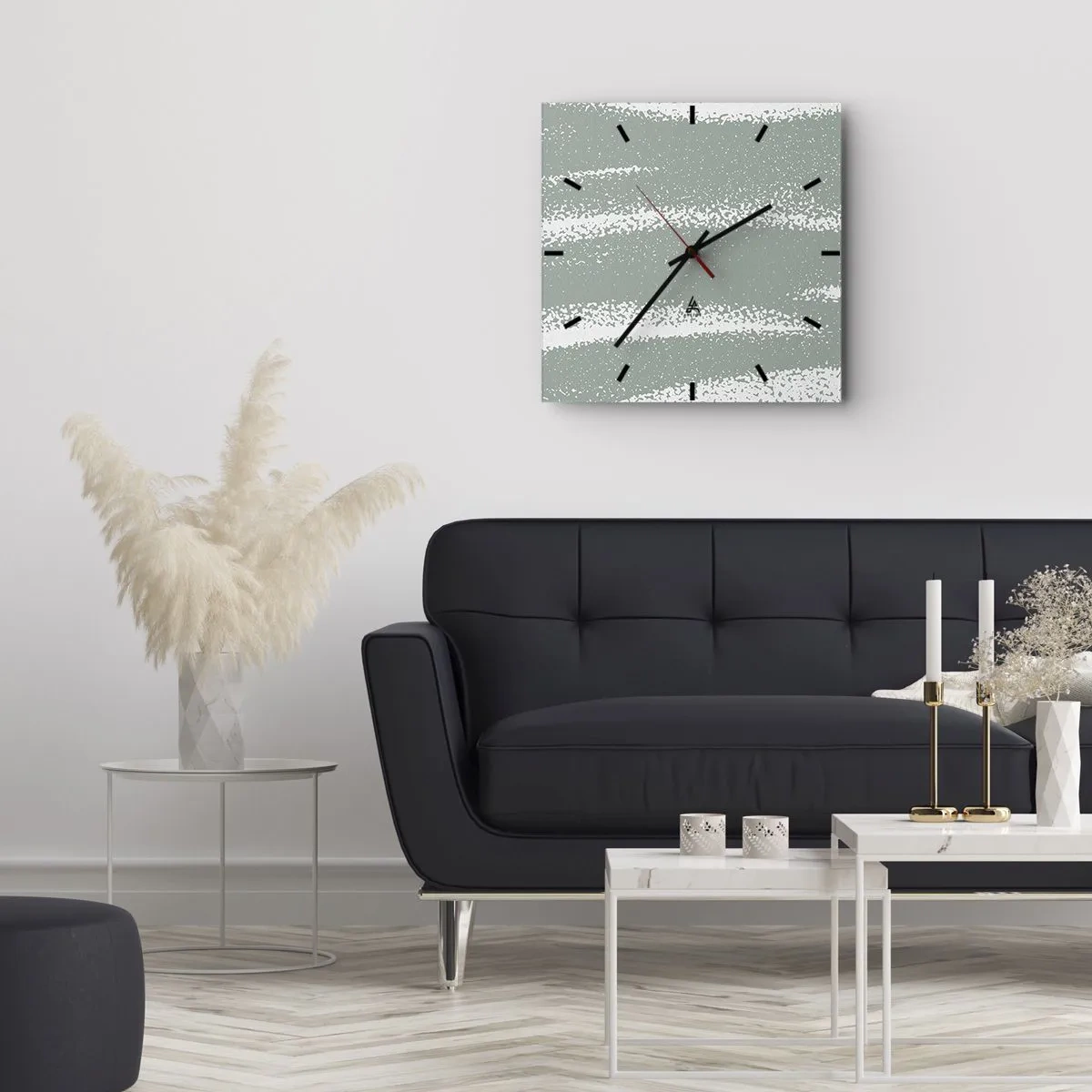 Horloge murale - Pendule murale - Vagues d'hiver dans les tons menthe et blanc - 30x30cm - Abstraction dans un climat hivernal - Décoration murale moderne pour le salon et la chambre ARTTOR