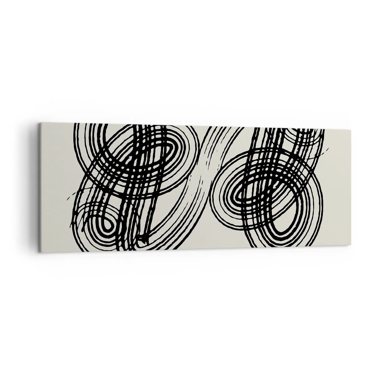 Impression sur toile - Image sur toile - Lignes noires abstraites sur fond clair dans un style avant-gardiste. - 140x50cm - C'est venu spontanément - Décoration murale moderne pour le salon et la chambre ARTTOR