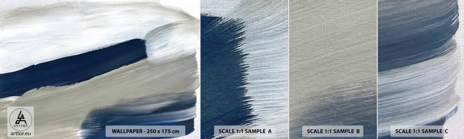 Échantillon de Papier Peint Premium Canvas - Rencontre avec la blancheur - Morceau, Minimaliste, Moderne - 100x30 cm