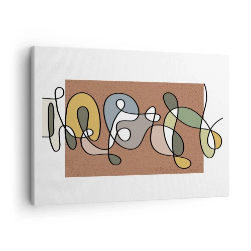 Impression sur toile - Image sur toile - Abstraction colorée avec des taches et des lignes - 70x50cm - Une abstraction qui mérite le sourire - Décoration murale moderne pour le salon et la chambre ARTTOR