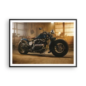 Affiche dans un cadre noir - Poster - Une moto élégante dans un intérieur industriel avec un éclairage chaleureux - 100x70cm - Je peux tout - Décoration murale moderne pour le salon et la chambre ARTTOR