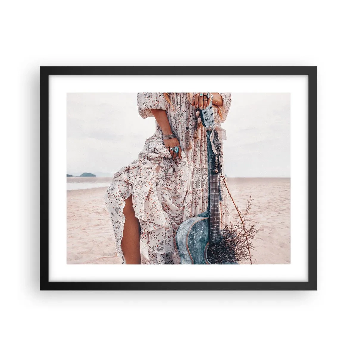 Affiche dans un cadre noir - Poster - Enfant de fleur en route - 50x40 cm