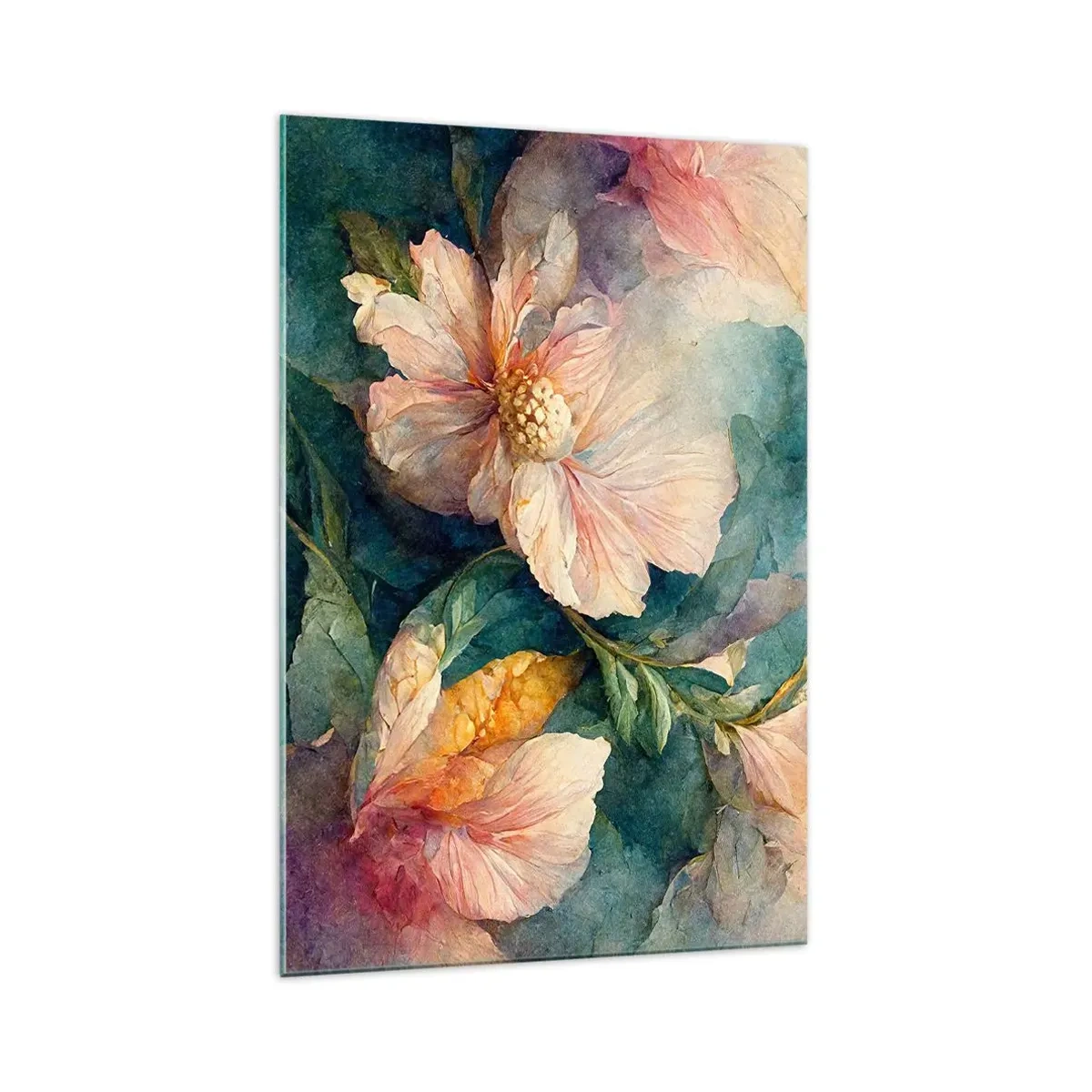 Impression sur verre - Image sur verre - Fleurs délicates aux couleurs pastel - 70x100cm - Uniquement de la subtilité - Décoration murale moderne pour le salon et la chambre ARTTOR