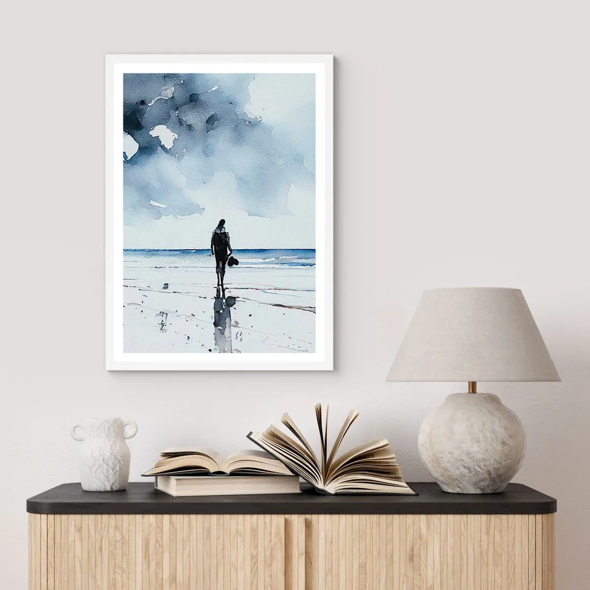 Affiche dans un cadre blanc - Poster - Conversation avec la mer - 50x70 cm