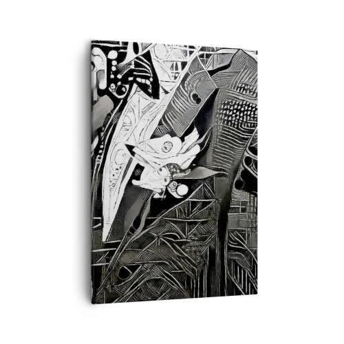 Impression sur toile - Image sur toile - Abstraction élégante d'un homme en costume en noir et blanc - 50x70cm - Seulement en apparence un homme froid - Décoration murale moderne pour le salon et la chambre ARTTOR