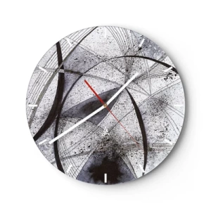 Horloge murale - Pendule murale - Abstraction en noir et blanc avec des lignes et des taches dynamiques - 30x30cm - Fantaisie futuriste - Décoration murale moderne pour le salon, la cuisine et la chambre ARTTOR