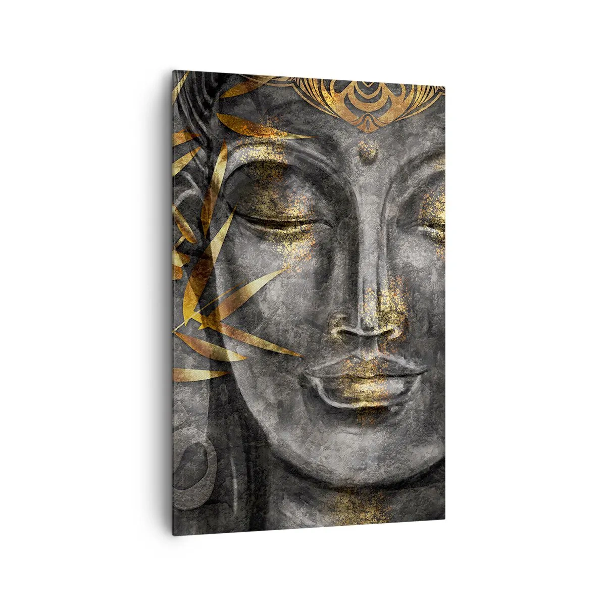 Impression sur toile - Image sur toile - Image de Bouddha zen avec des bambous dorés - 80x120cm - Ressentir le calme - Décoration murale moderne pour le salon et la chambre ARTTOR