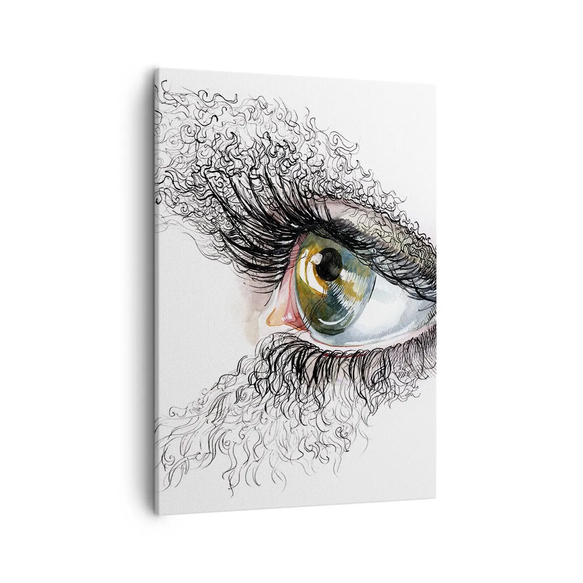 Impression sur toile - Image sur toile - Un œil artistique avec un iris jaune-vert et des détails complexes. - 50x70cm - Regarde droit dans l'âme - Décoration murale moderne pour le salon et la chambre ARTTOR