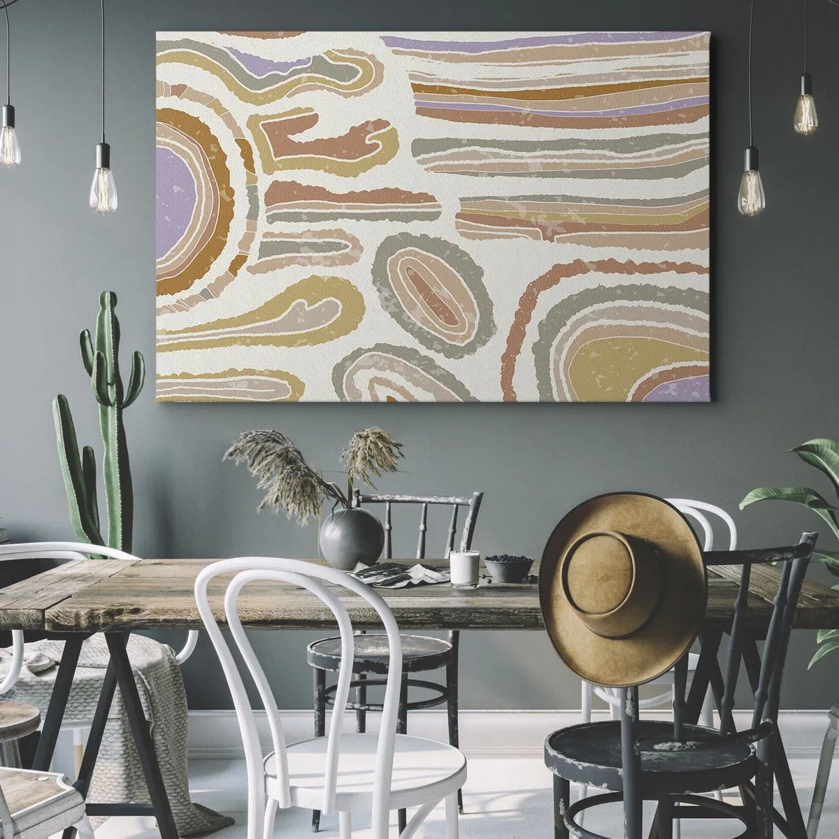 Impression sur toile - Image sur toile - Coupes transversales colorées de formes abstraites - 70x50cm - Coupes transversales colorées - Décoration murale moderne pour le salon et la chambre ARTTOR