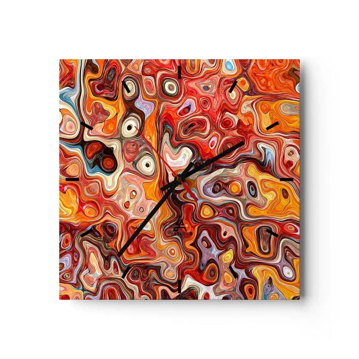 Horloge murale - Pendule murale - Une composition abstraite dans des tons chauds de rouge, d'orange et de jaune. - 30x30cm - Si les noix fondaient dans du miel - Décoration murale moderne pour le salon et la chambre ARTTOR