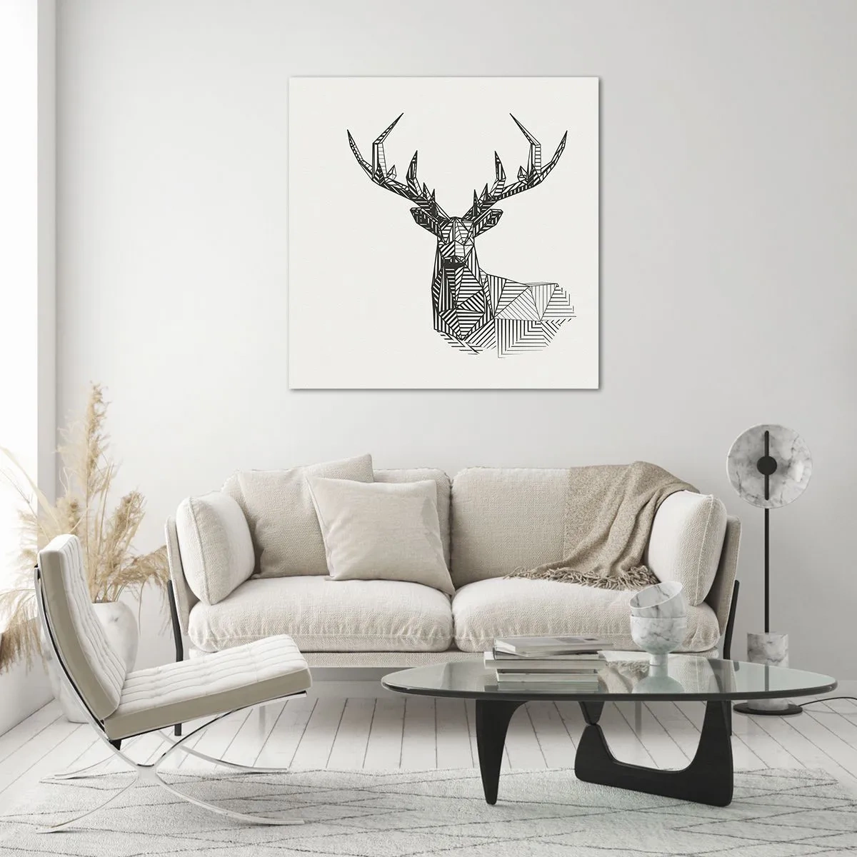 Impression sur verre - Image sur verre - Cerf dans un style cubique - 70x70 cm