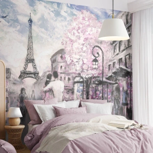Papier Peint Photo Premium Sand - Comment tomber amoureu, il faut juste... - Ville, tour Eiffel, Paris - 200x140 cm
