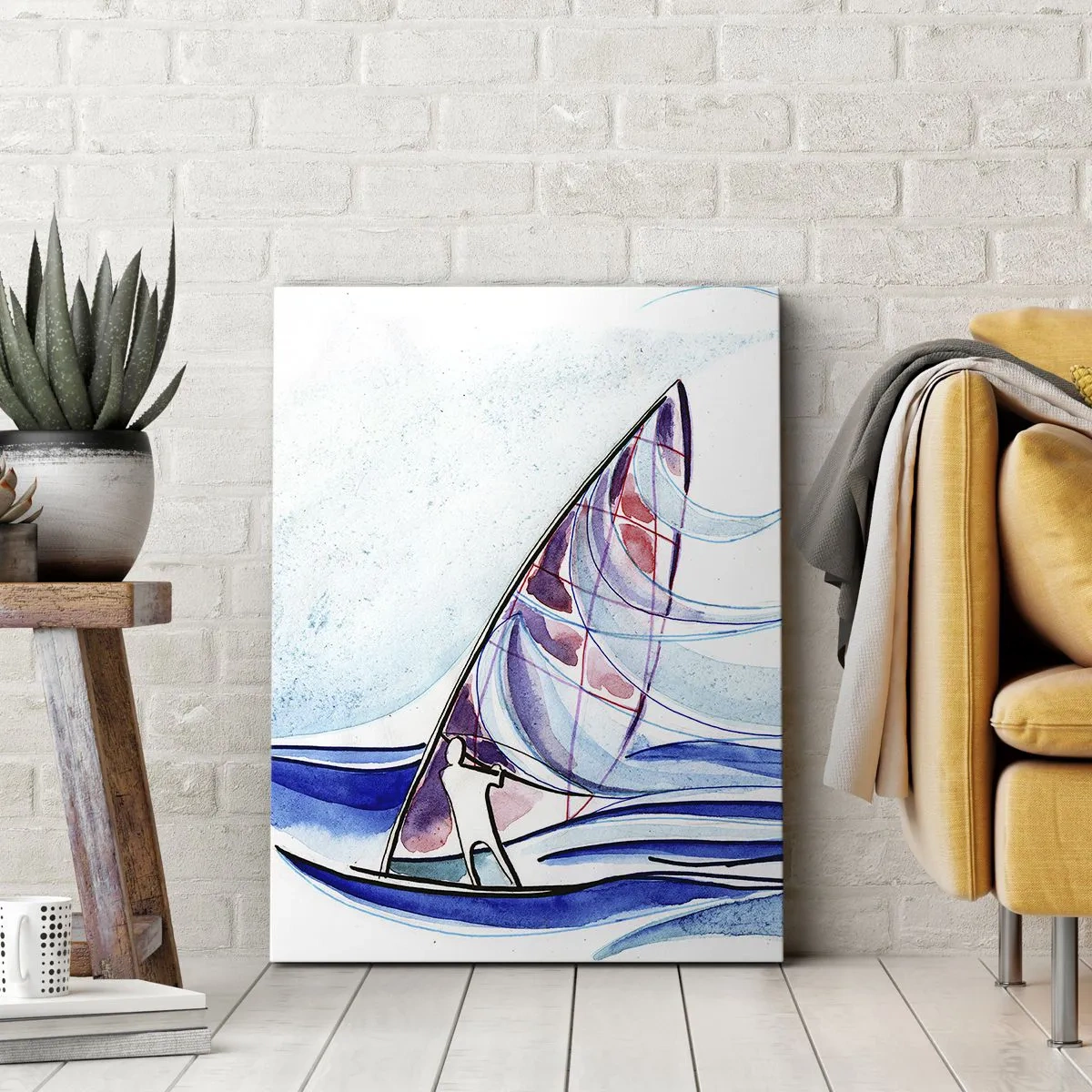 Impression sur toile - Image sur toile - Avec le vent au rythme des vagues - 45x80 cm