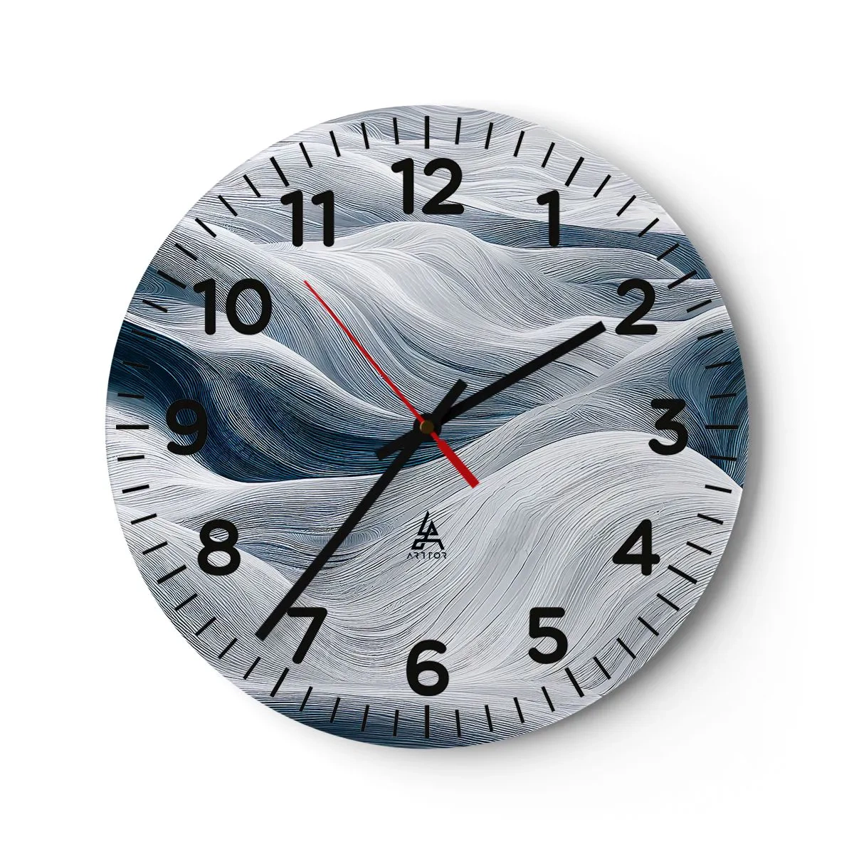Horloge murale - Pendule murale - Vagues blanches et bleues - 30x30 cm